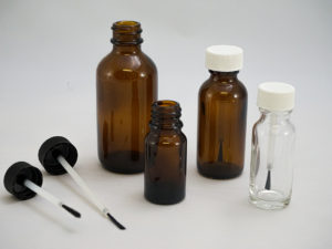 Glass Vials Tubular, Poly Brush and Cap, Plastic Closures